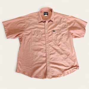 Wrangler vintage pearl snap‎ shirt light red short sleeve XL/XXL western